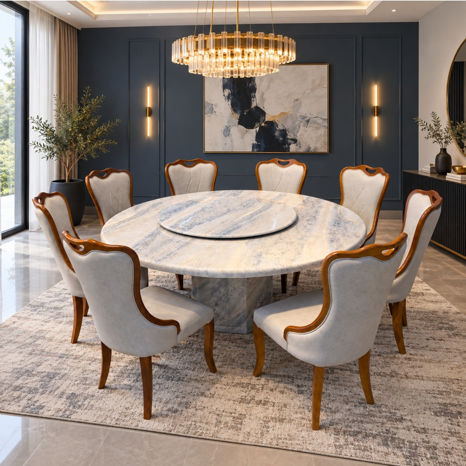 Regency 8 Seater Marble Dining Set