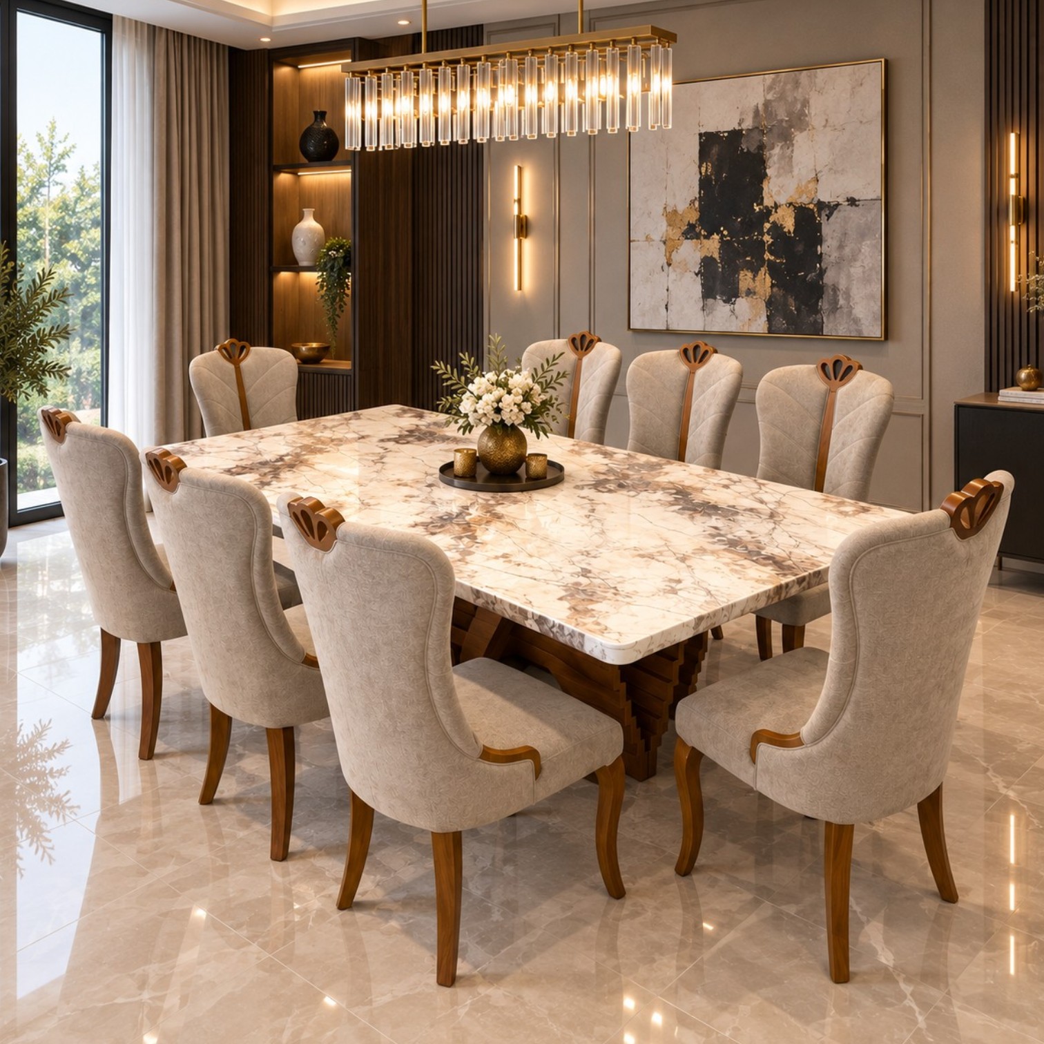 Bellara 8 Seater Marble Dining Set