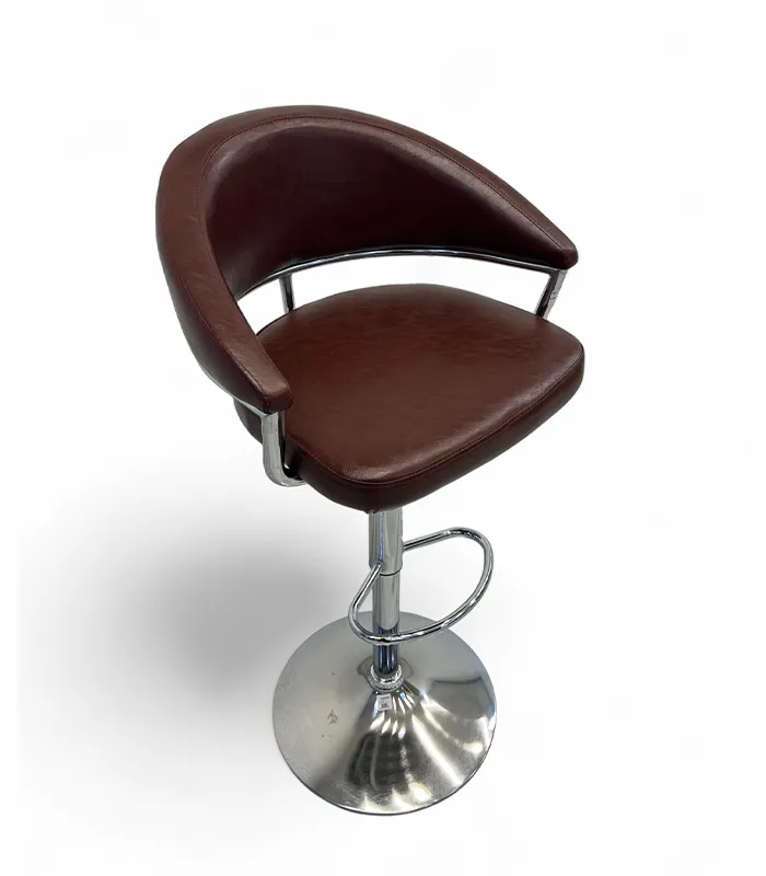Brown Leather Adjustable Bar Stool