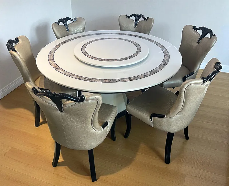Crown White Marble Dining Set – 6 Seater