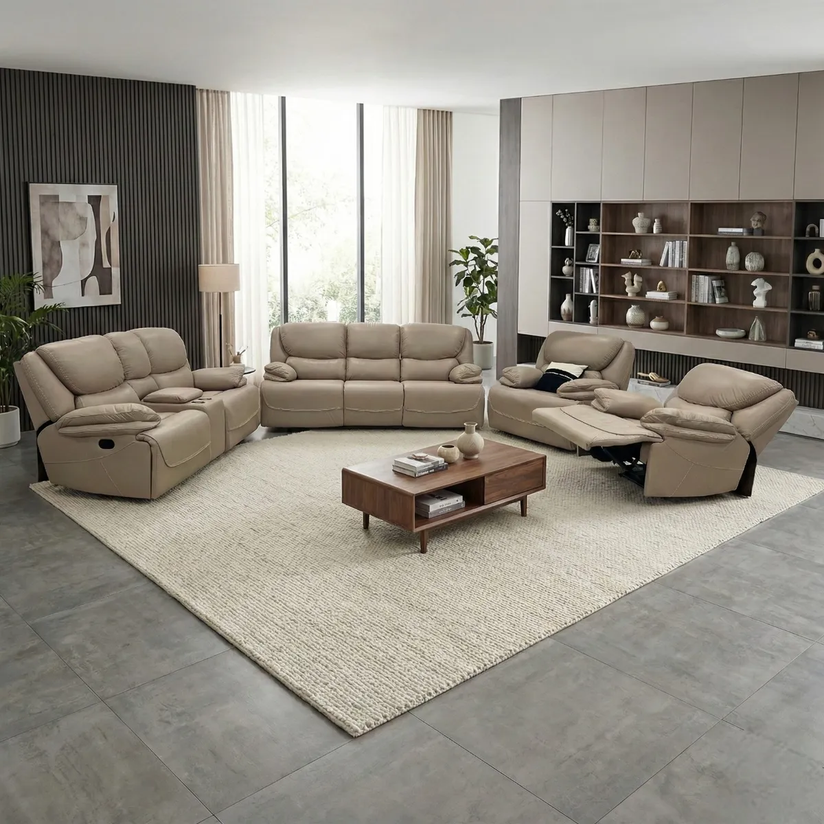 Modena Cream Recliner Sofa Set 7 Seater
